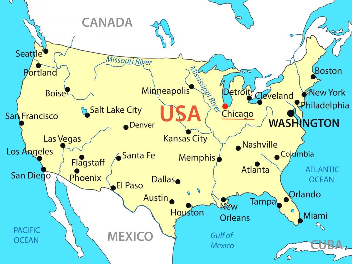 Chicago en el mapa de los EE.UU