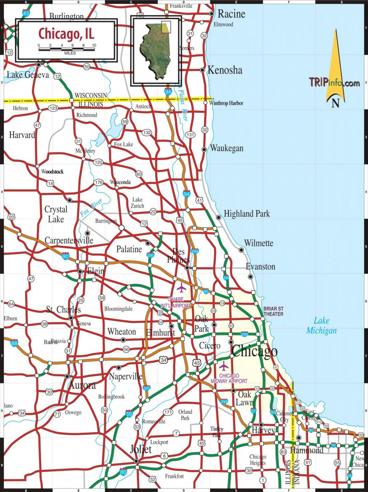 Mapa de carreteras de Chicago