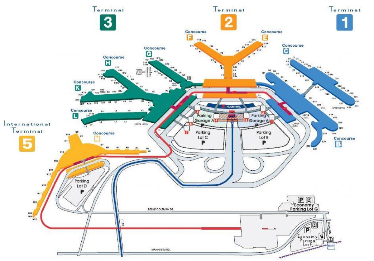 Mapa de la terminal del aeropuerto de Chicago