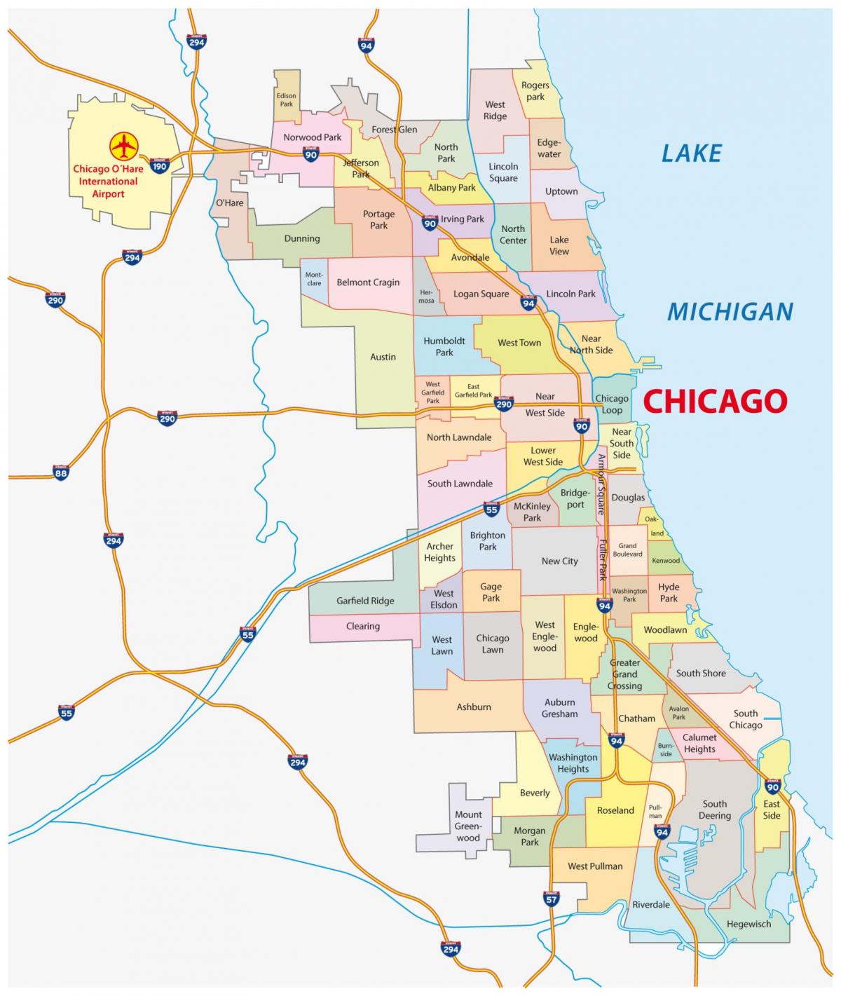 Mapa de los barrios de Chicago