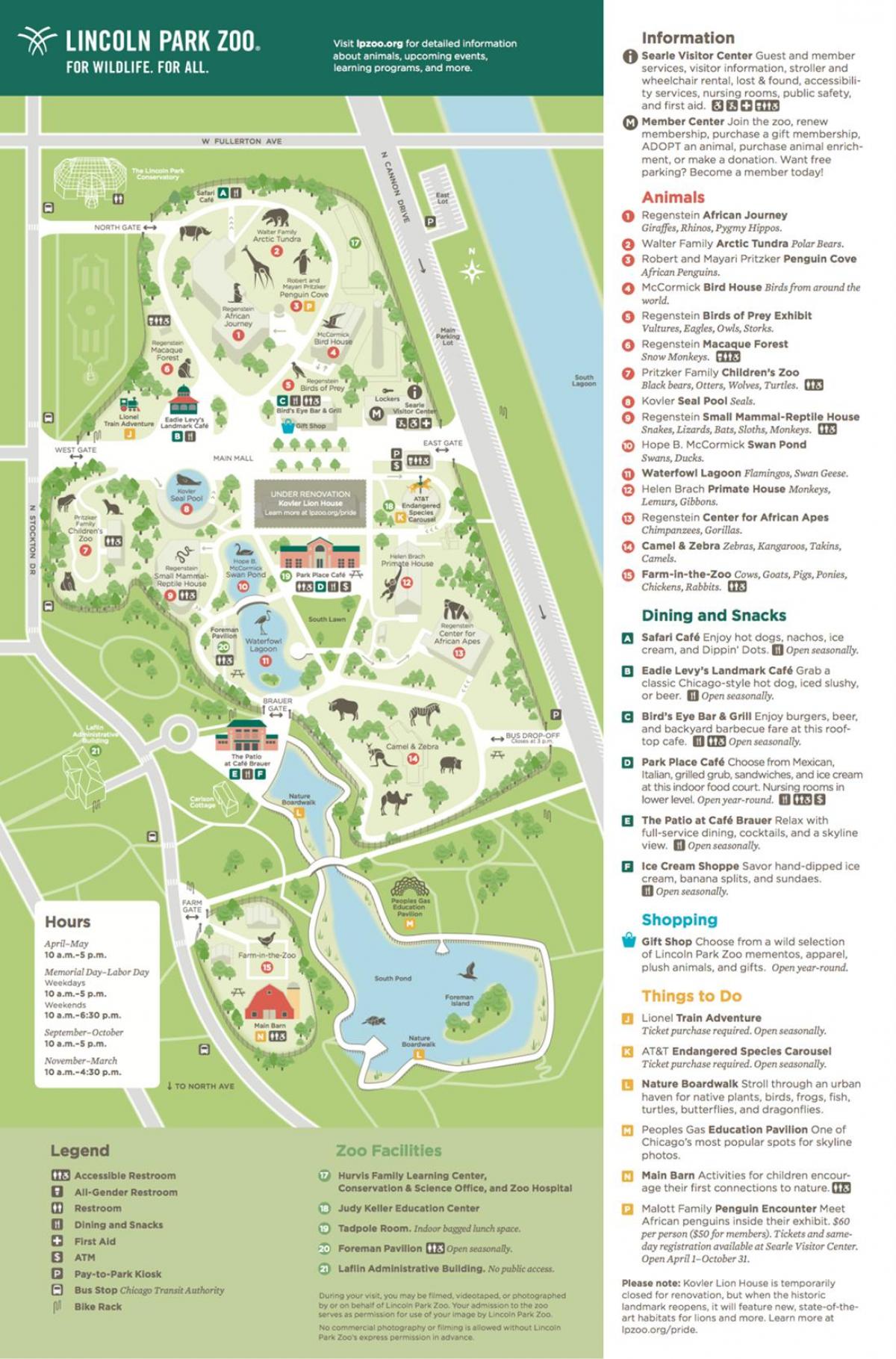 Mapa del parque zoológico de Chicago
